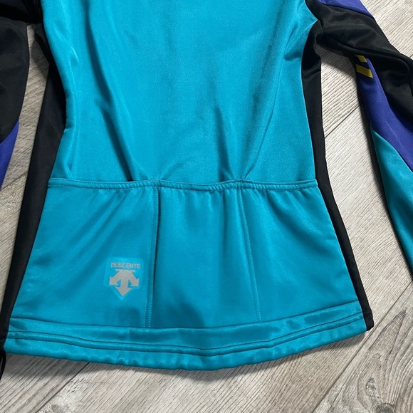 Vintage Descente Cycling reflective bicycle jacket full zip black teal purple m - Picture 6 of 8